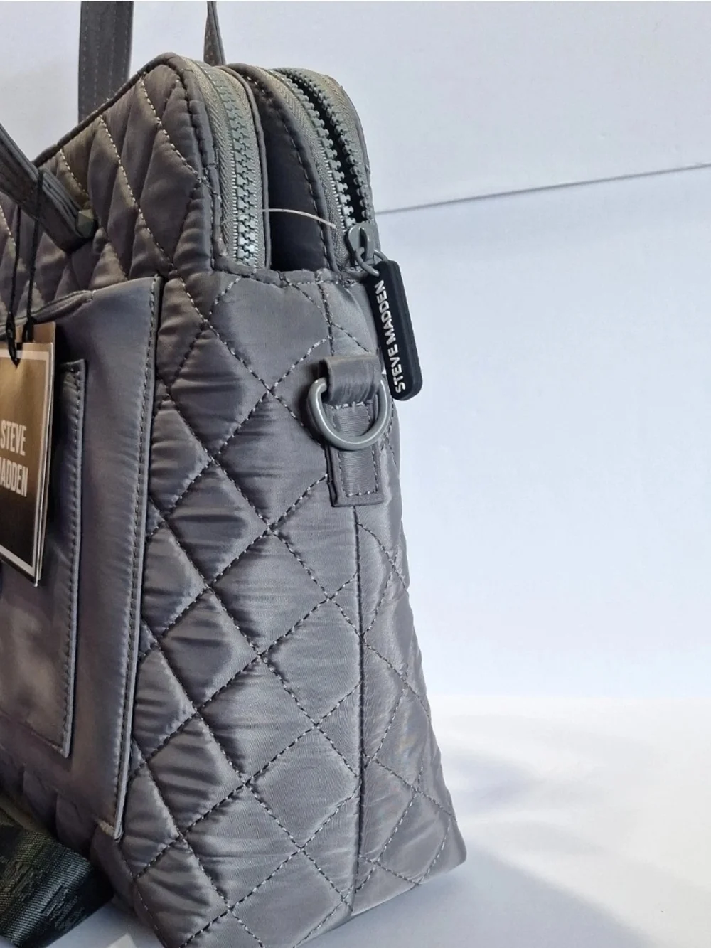 Steve Madden Quilted Gray Laptop Tote